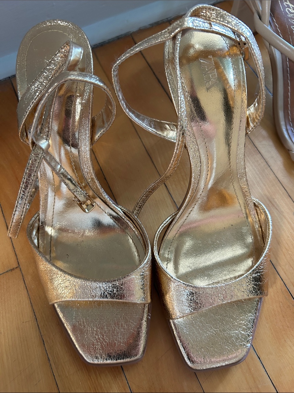 Women's Metallic Gold Strappy Sandals
